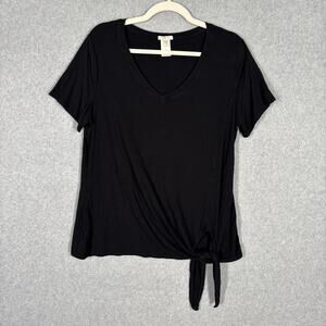 Matty M Shirt Large Hem Tie Soft Jersey‎ Stretch Basic Minimal Everyday Capsule